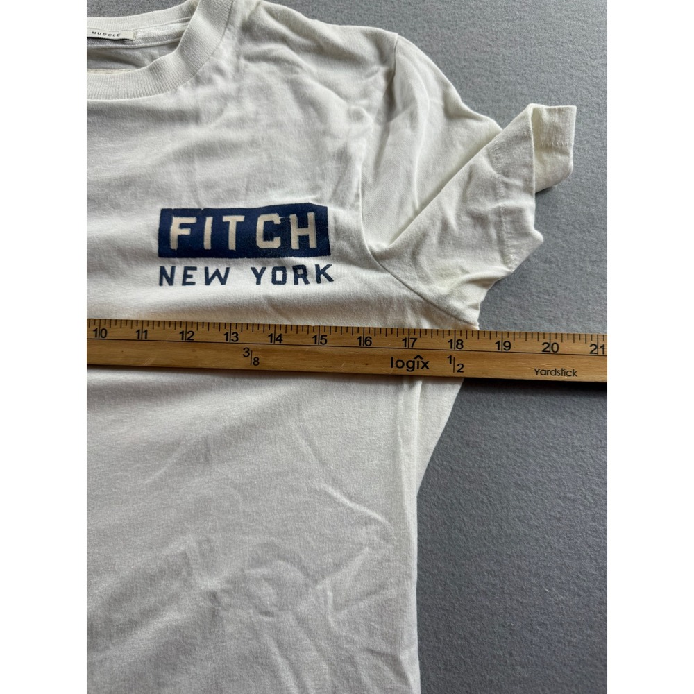 Abercrombie & Fitch T-Shirt Men S White Fitch Field Graphic Muscle Fit - Picture 4 of 6